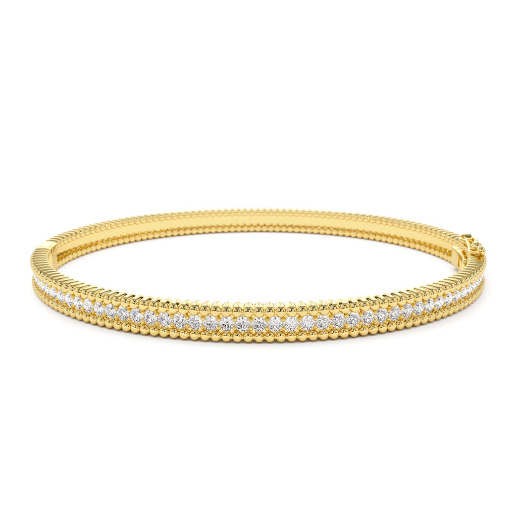 14k Milgrain Diamond Bangle Bracelet by Orlina Fine