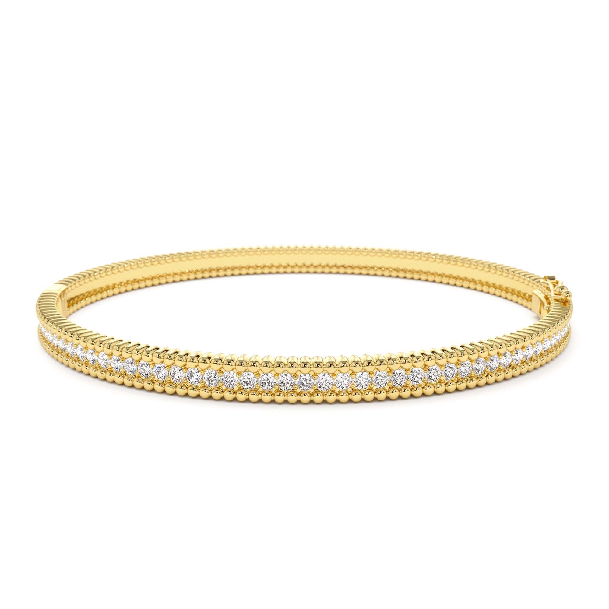 14k Milgrain Diamond Bangle Bracelet by Orlina Fine