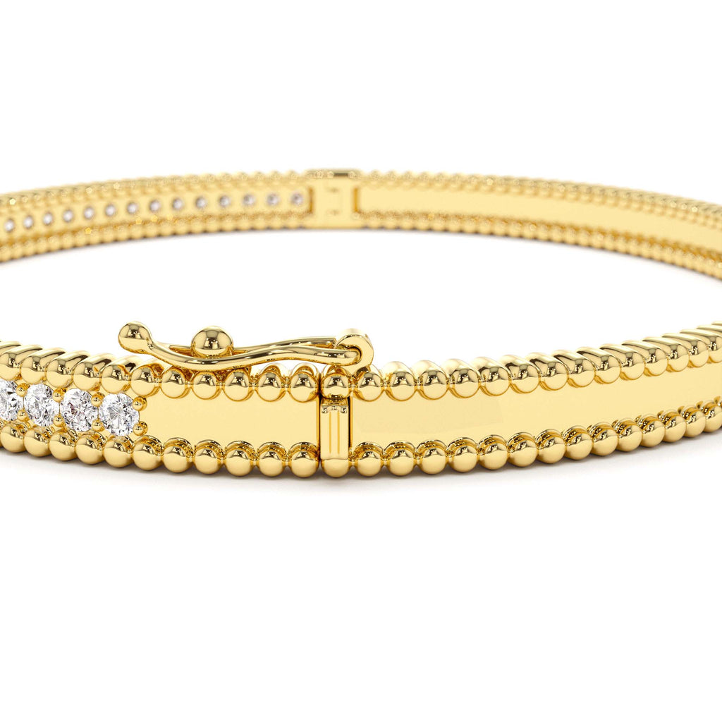 14k Milgrain Diamond Bangle Bracelet - view 5