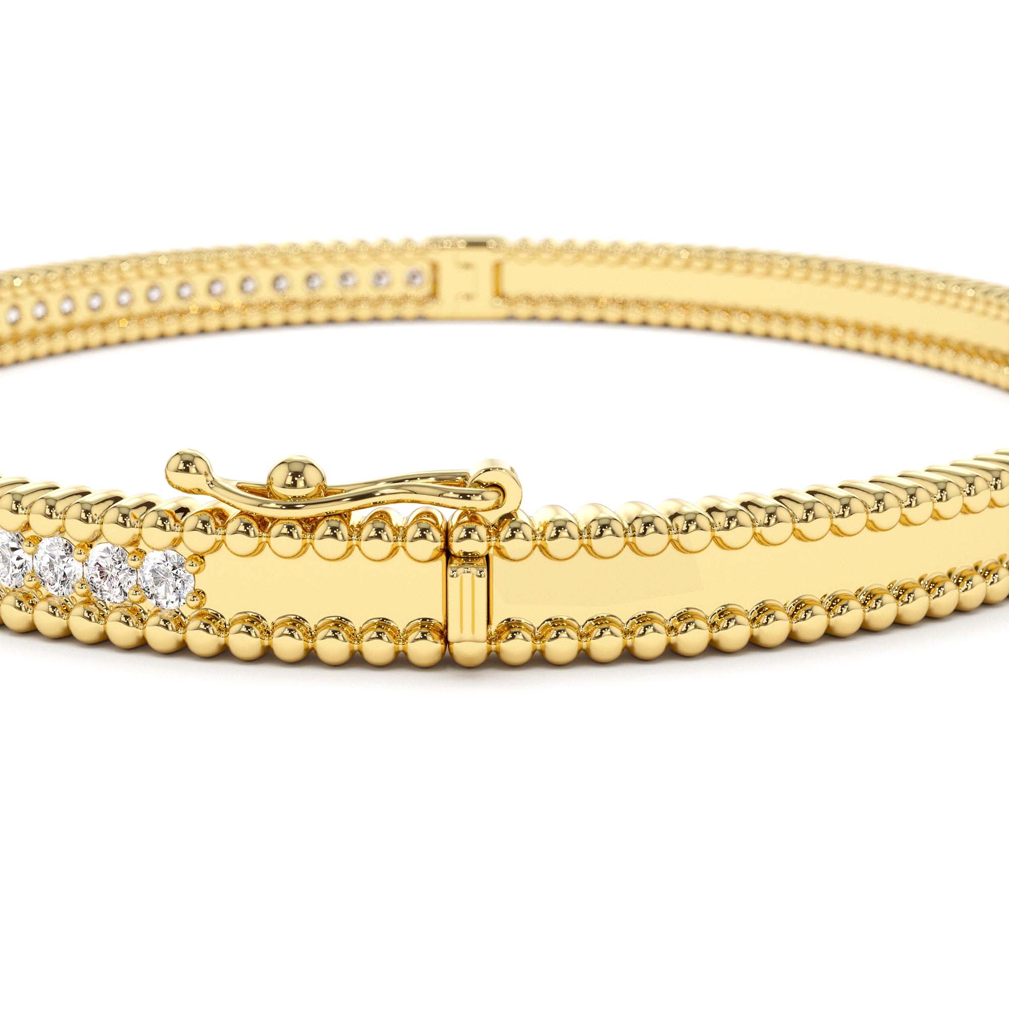 14k Milgrain Diamond Bangle Bracelet - view 5