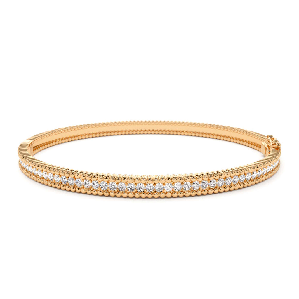 14k Milgrain Diamond Bangle Bracelet - view 2