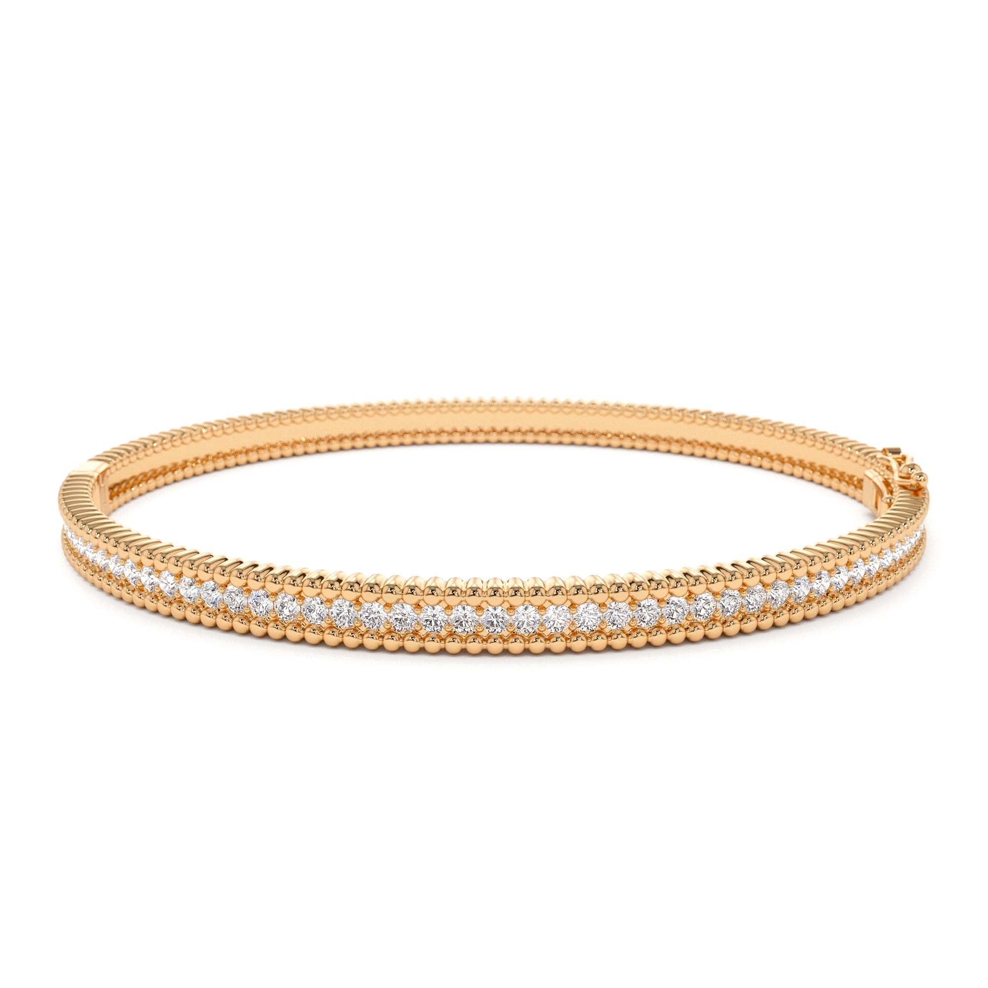 14k Milgrain Diamond Bangle Bracelet - view 2