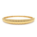 14K Chunky Ribbed Gold Bangle Bracelet by Orlina Fine