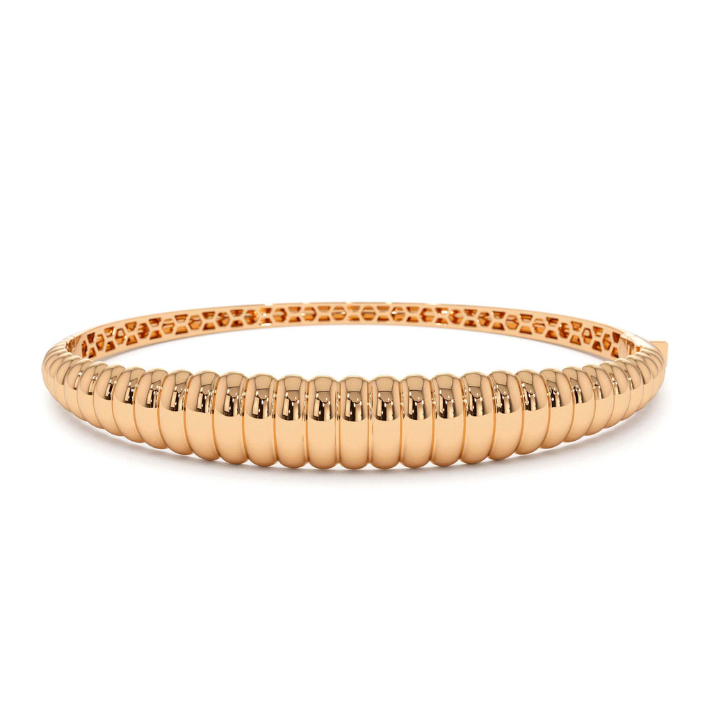 14K Chunky Ribbed Gold Bangle Bracelet - view 2