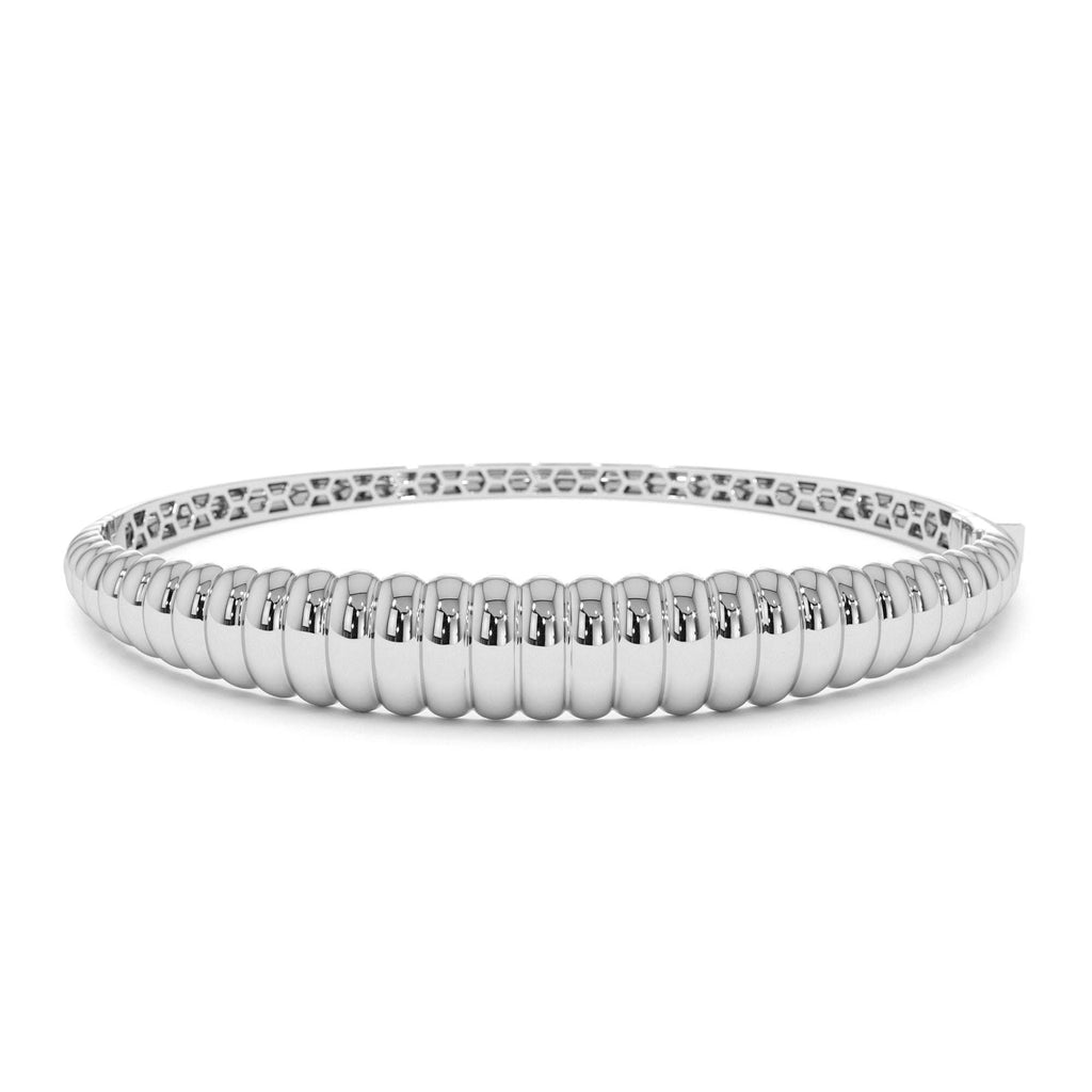 14K Chunky Ribbed Gold Bangle Bracelet - view 3