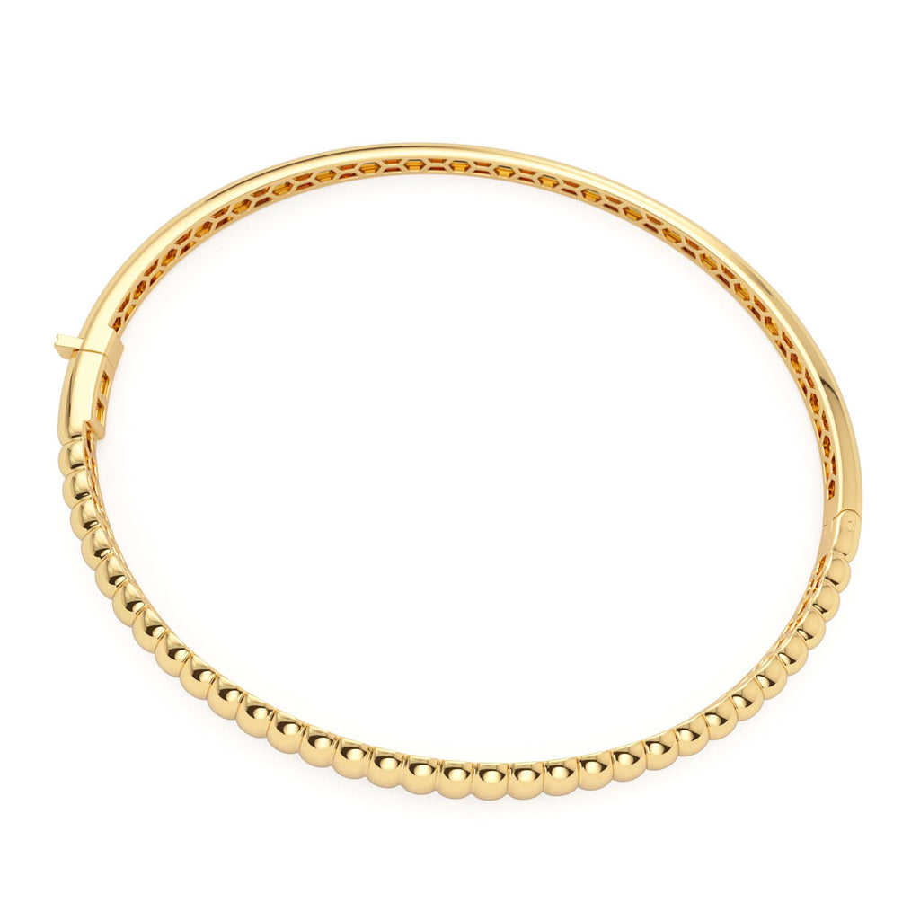14K Chunky Ribbed Gold Bangle Bracelet - view 4