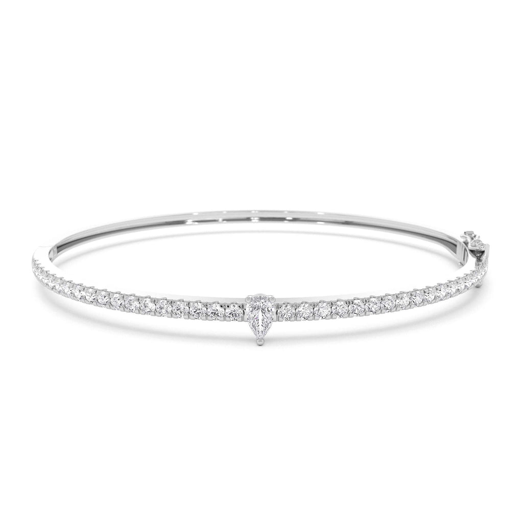 14k Gold Pear Shaped and Round Diamond Bangle - view 3