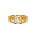 14k Ribed Cage Diamond Initial Ring by Orlina Fine