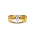 14K Diamond-Encrusted Ribbed Dome Statement Ring by Orlina Fine