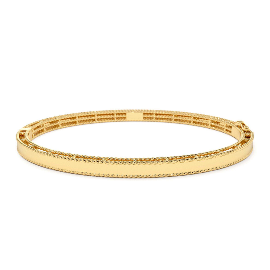 14K Milgrain Edge Gold Bangle Bracelet by Orlina Fine