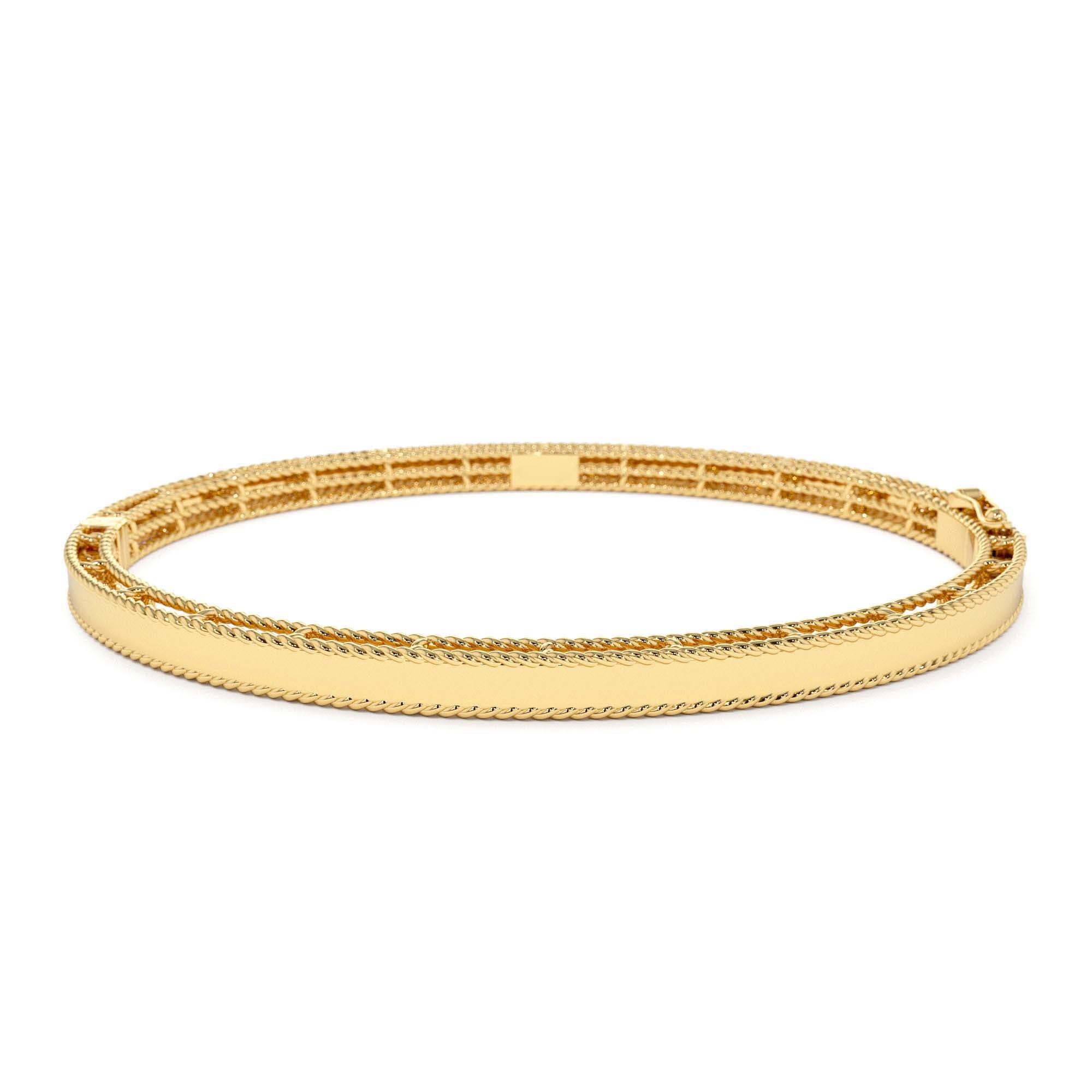 14K Milgrain Edge Gold Bangle Bracelet by Orlina Fine