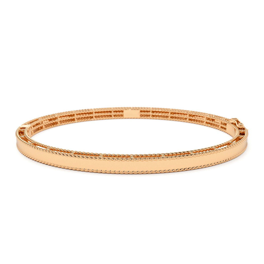 14K Milgrain Edge Gold Bangle Bracelet - view 2