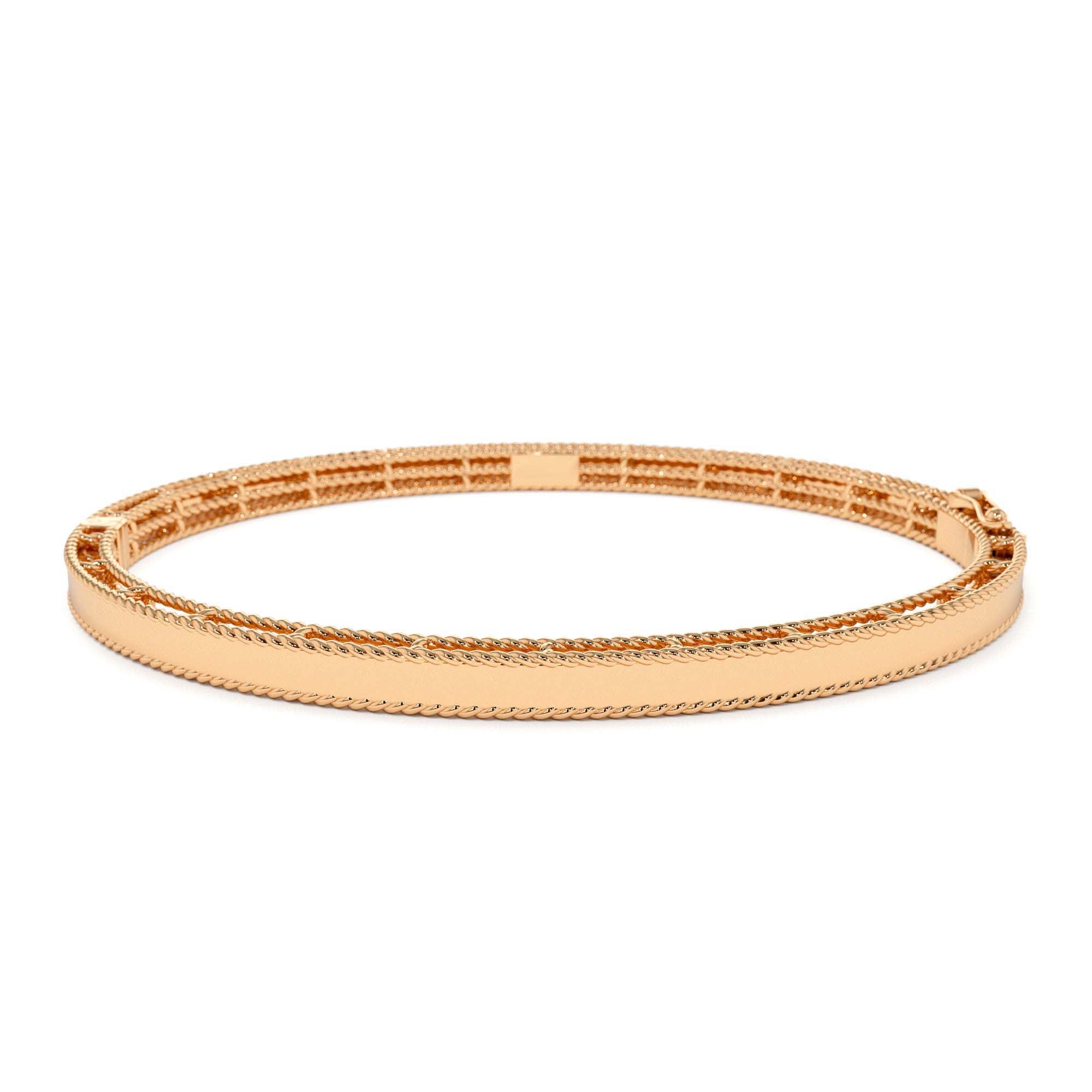 14K Milgrain Edge Gold Bangle Bracelet - view 2
