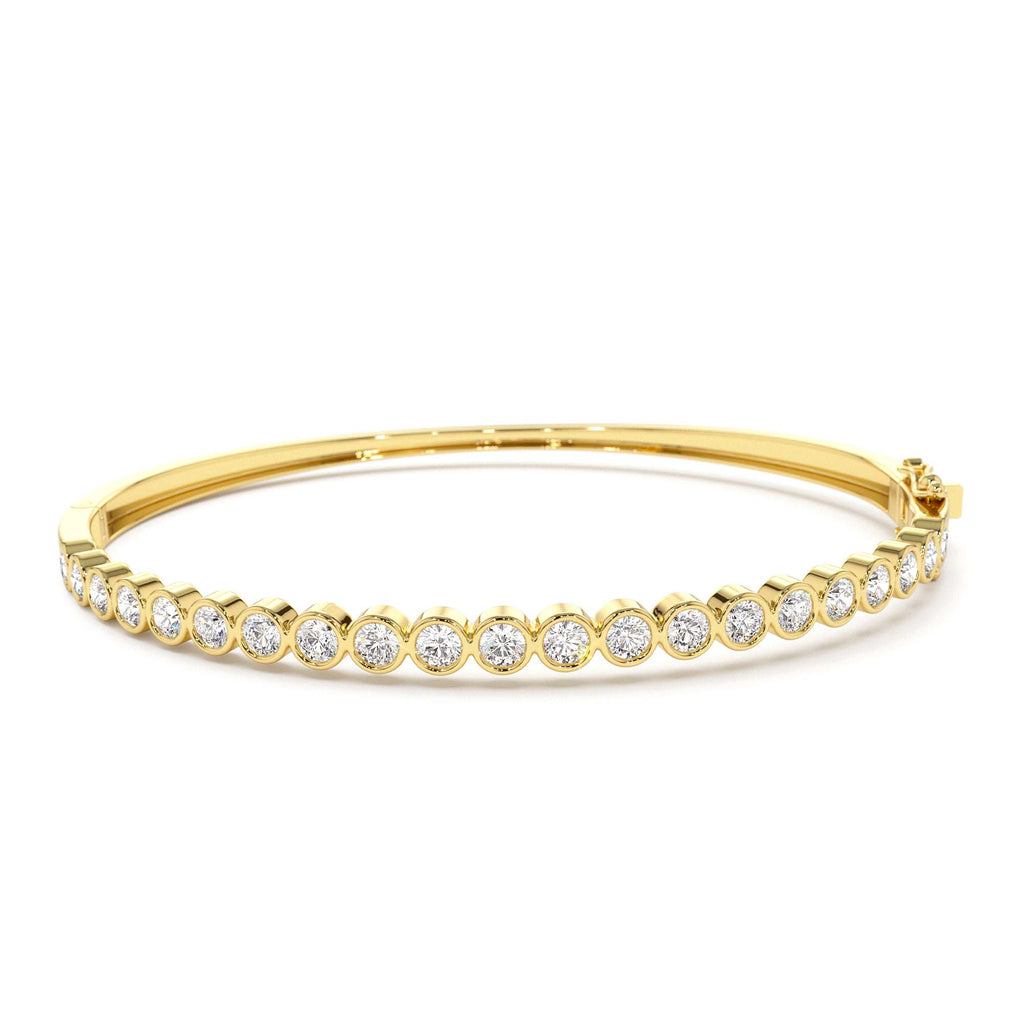 14K Bezel Setting Diamond Bangle by Orlina Fine
