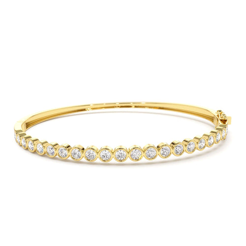 14K Bezel Setting Diamond Bangle by Orlina Fine