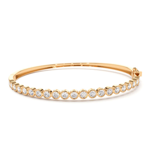 14K Bezel Setting Diamond Bangle - view 2