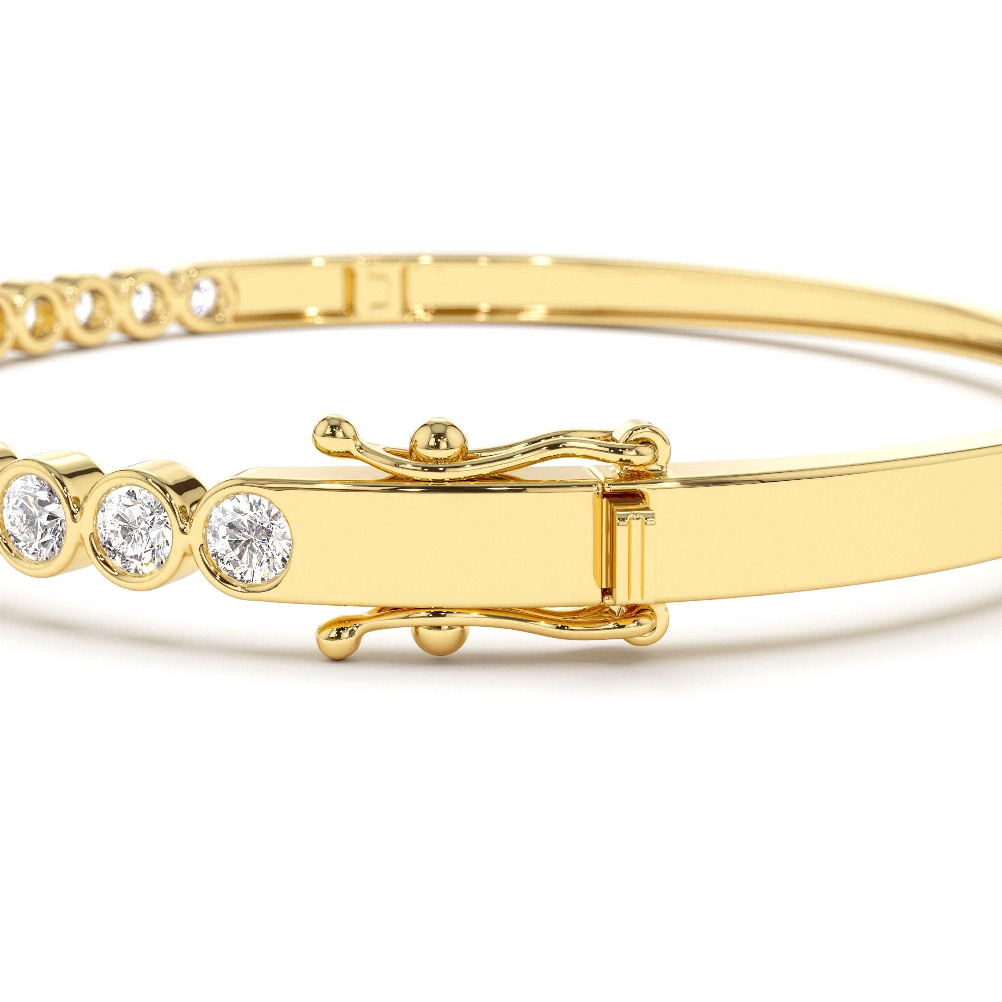 14K Bezel Setting Diamond Bangle - view 5
