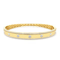 14K Flush Set Diamond Bangle with Pave Edges by Orlina Fine