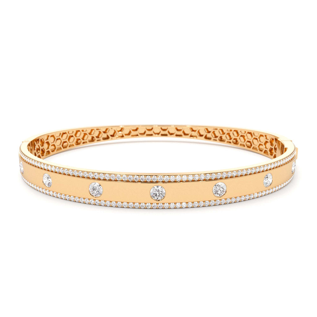 14K Flush Set Diamond Bangle with Pave Edges - view 2