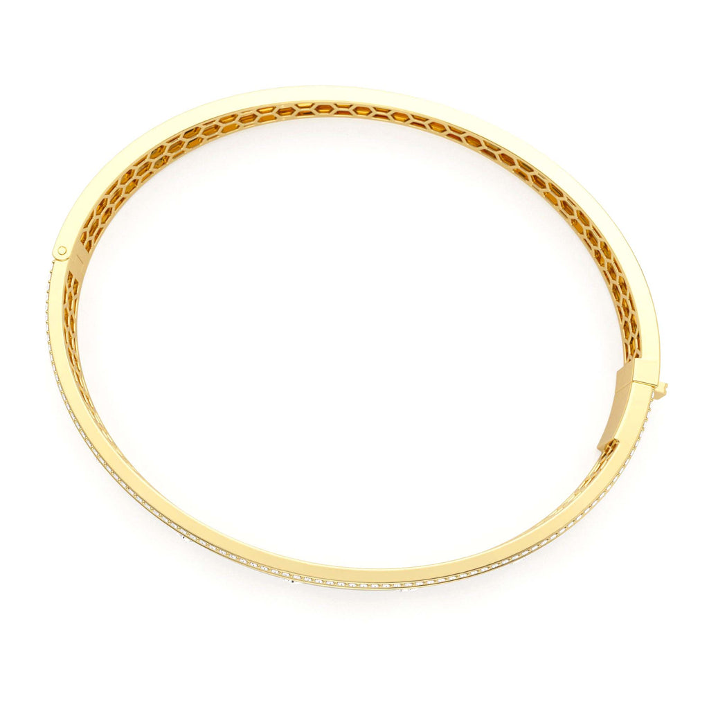 14K Flush Set Diamond Bangle with Pave Edges - view 4