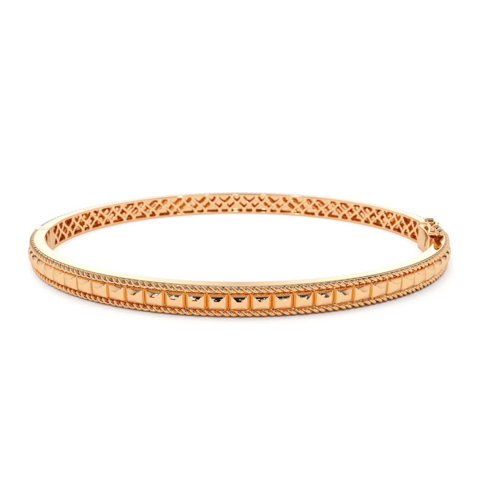 14K Pyramid Gold Bangle Bracelet - view 2