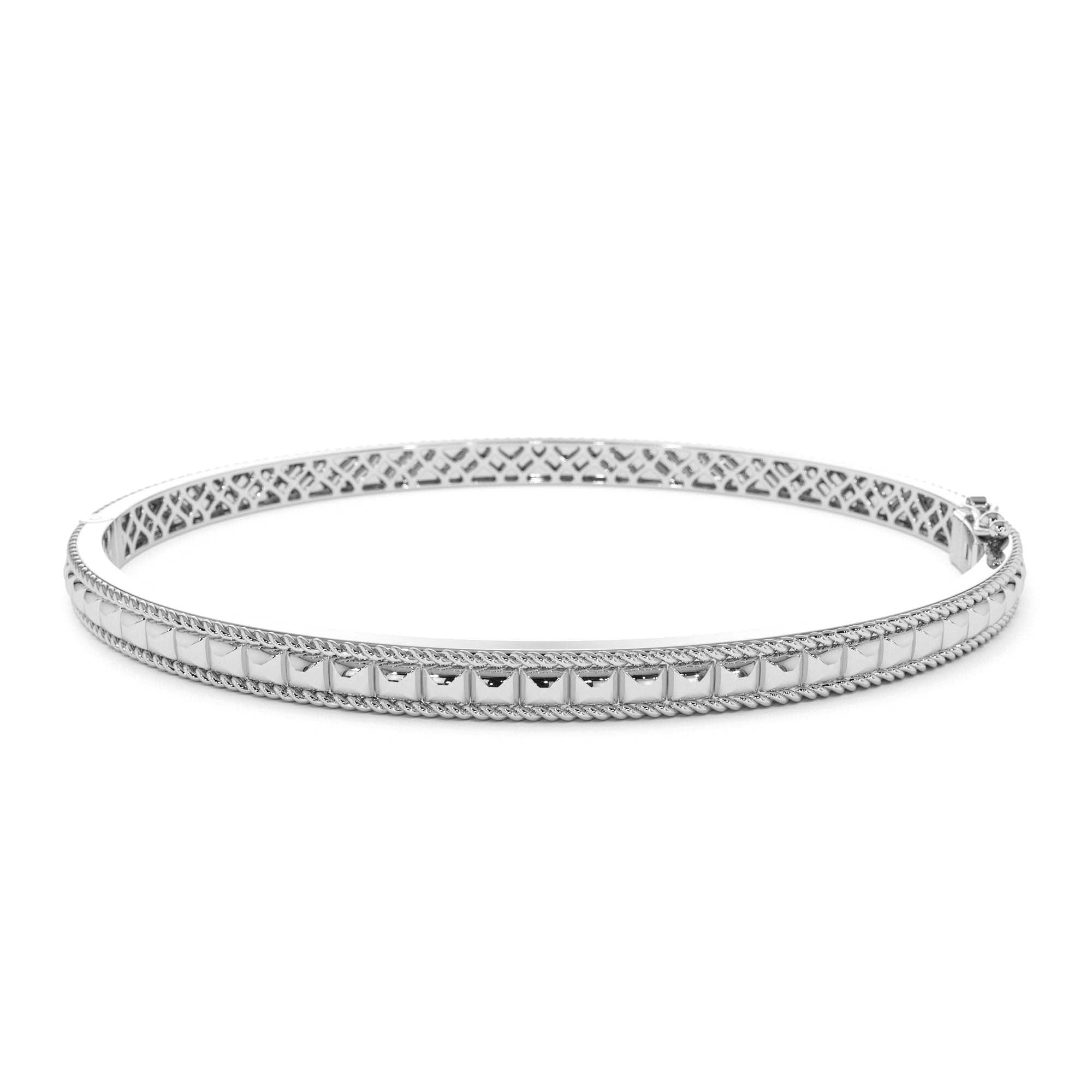 14K Pyramid Gold Bangle Bracelet - view 3