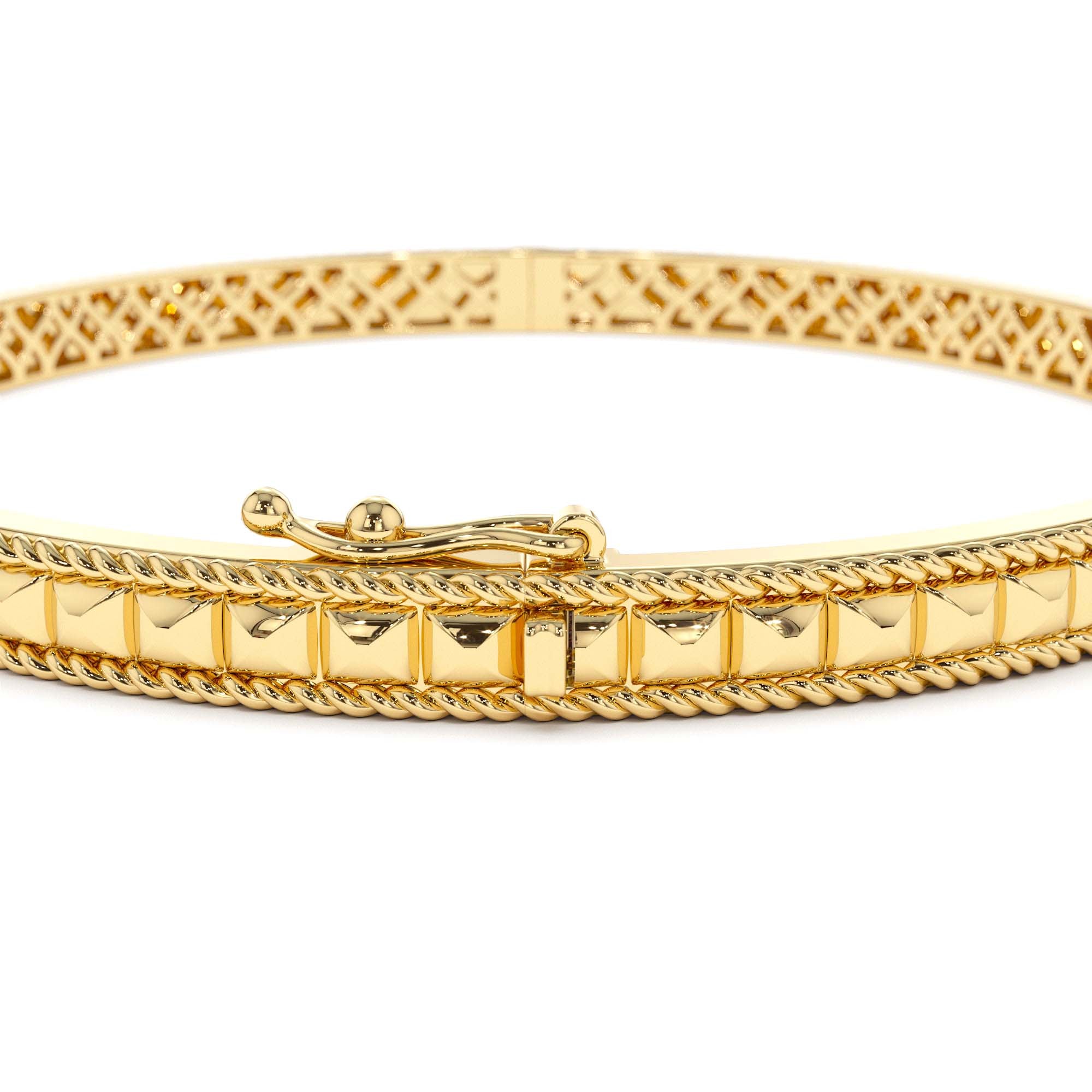 14K Pyramid Gold Bangle Bracelet - view 5