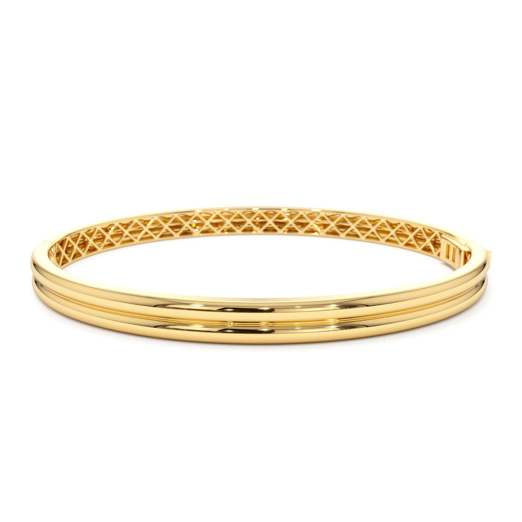 14K Double Row Dome Gold Bangle Bracelet by Orlina Fine