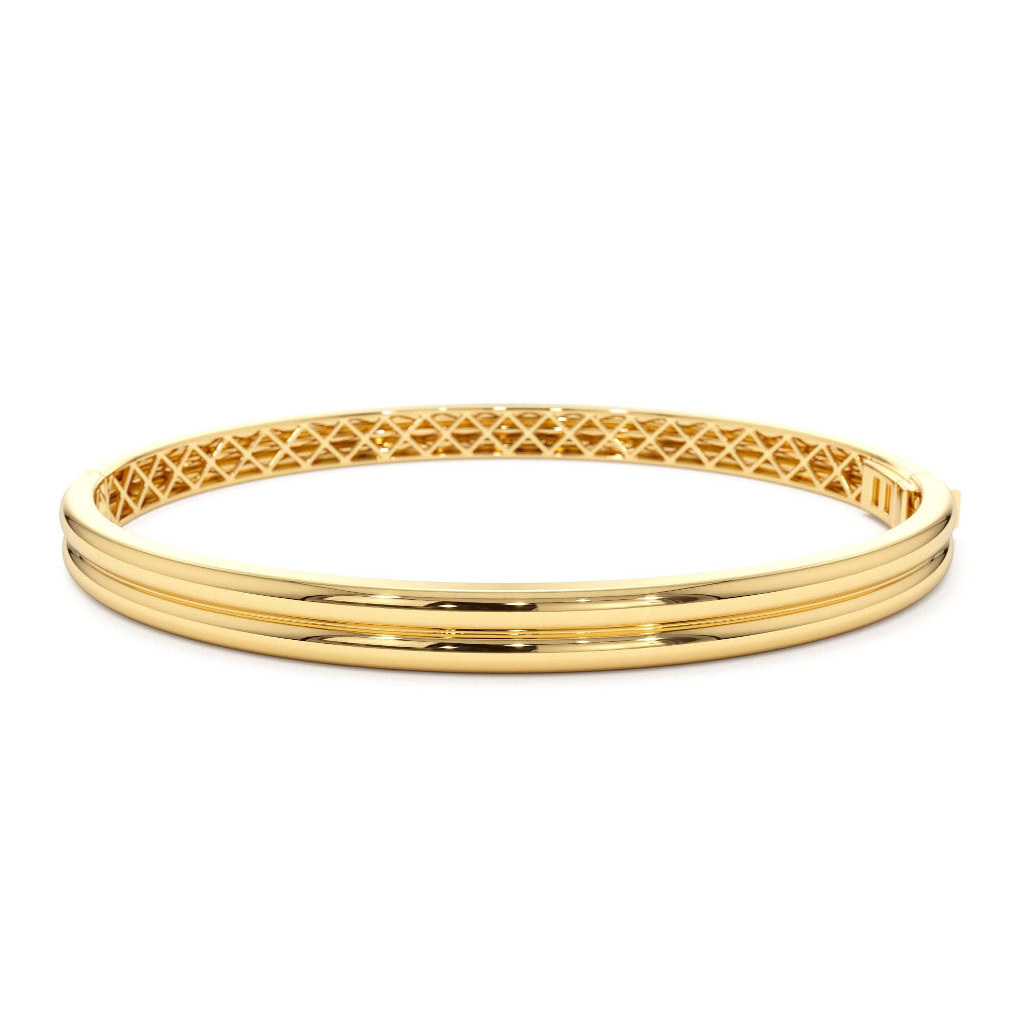 14K Double Row Dome Gold Bangle Bracelet by Orlina Fine