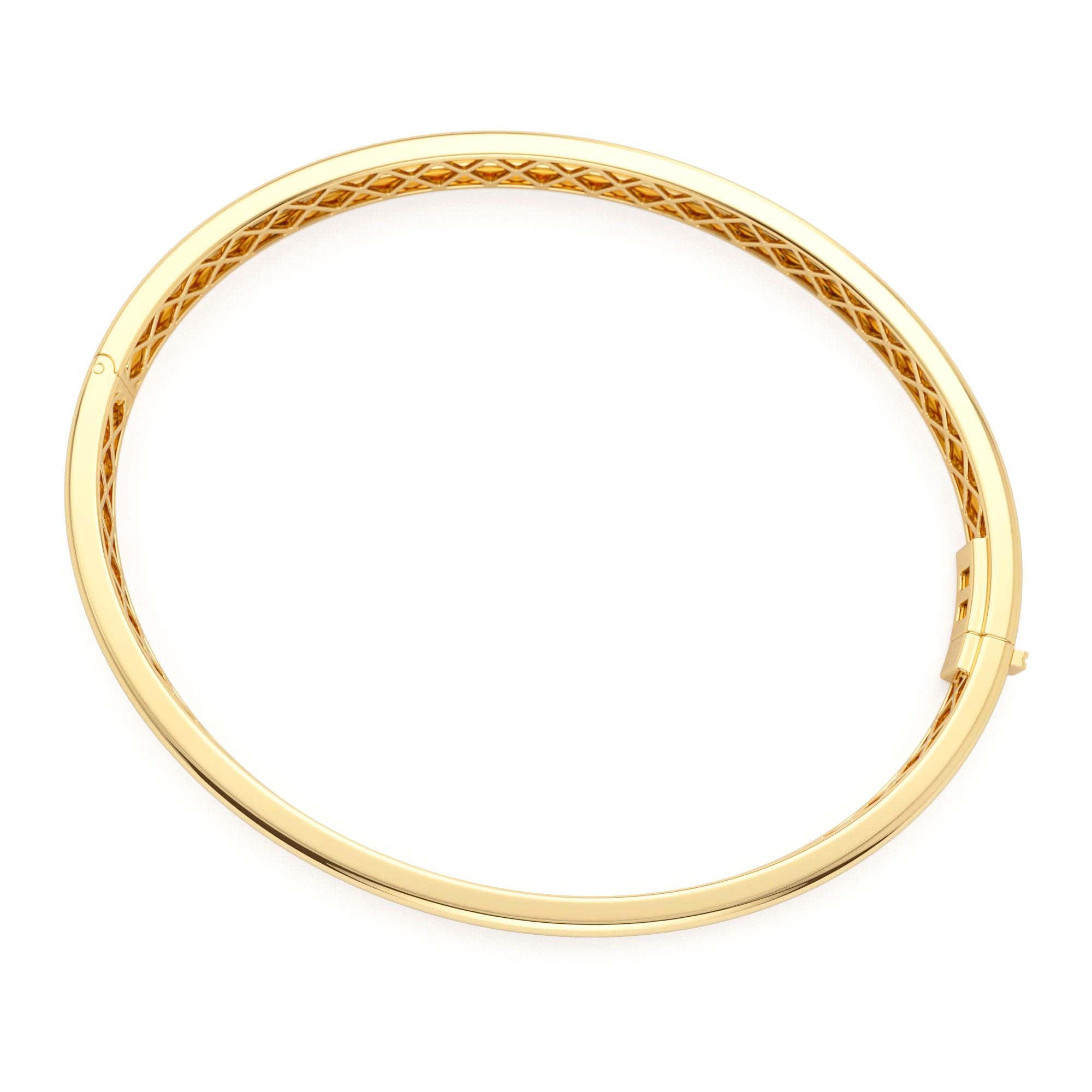 14K Double Row Dome Gold Bangle Bracelet - view 4