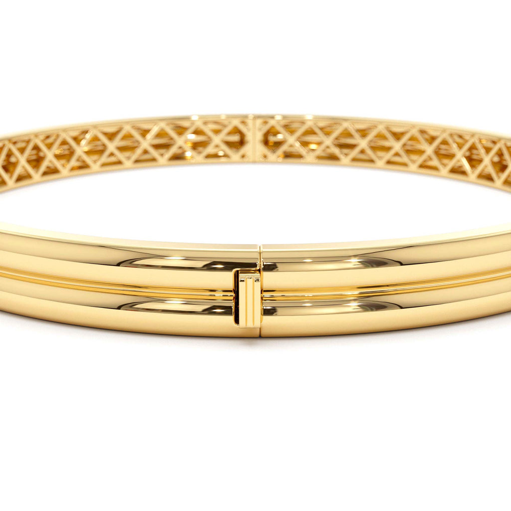 14K Double Row Dome Gold Bangle Bracelet - view 5