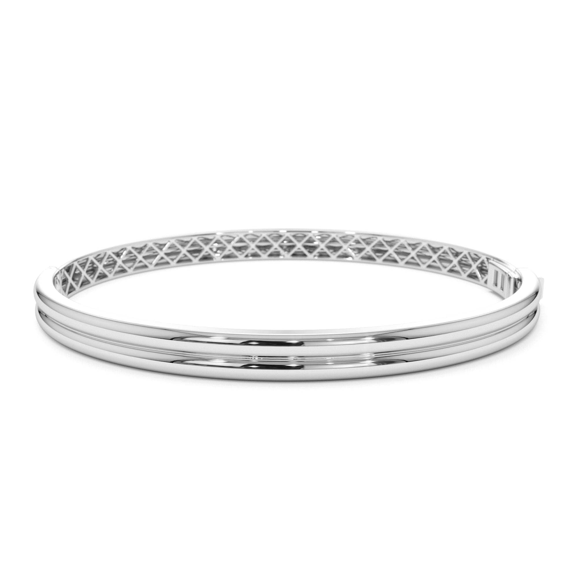 14K Double Row Dome Gold Bangle Bracelet - view 3