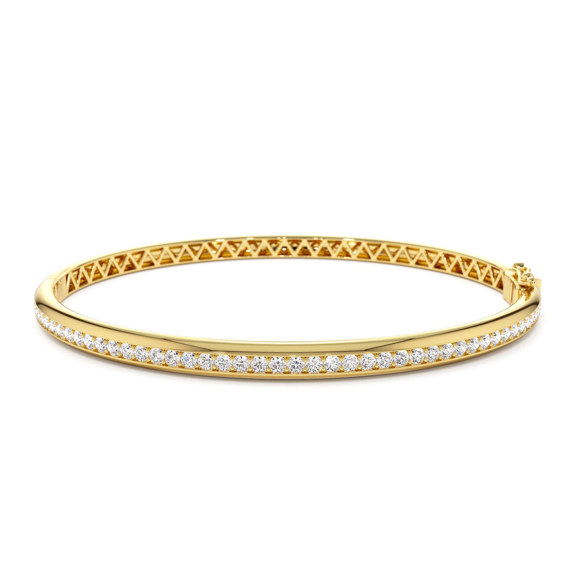 14k 1.00 Ctw Dome Diamond Bangle Bracelet by Orlina Fine
