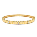 14k Gold Ribbed Diamond Bangle Bracelet by Orlina Fine