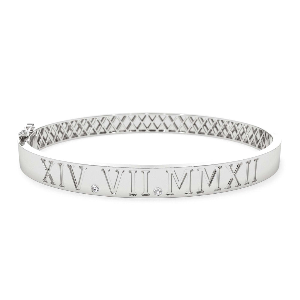 14K Personalized Roman Numeral Bangle Bracelet - view 2