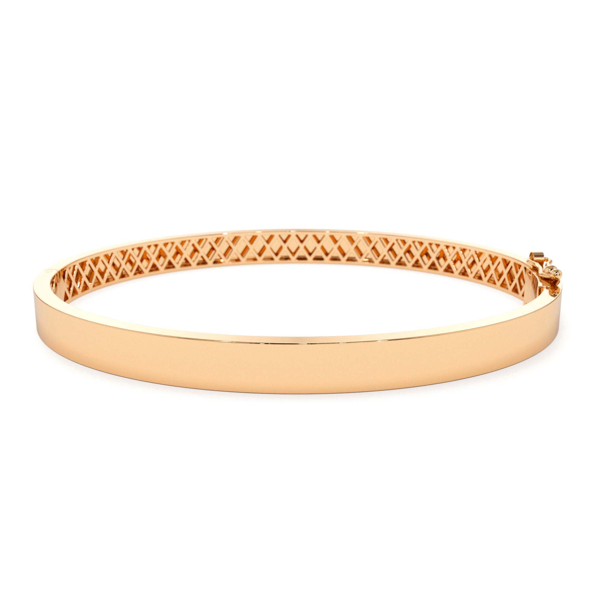 14K Flat Stackable Gold Bangle - view 2