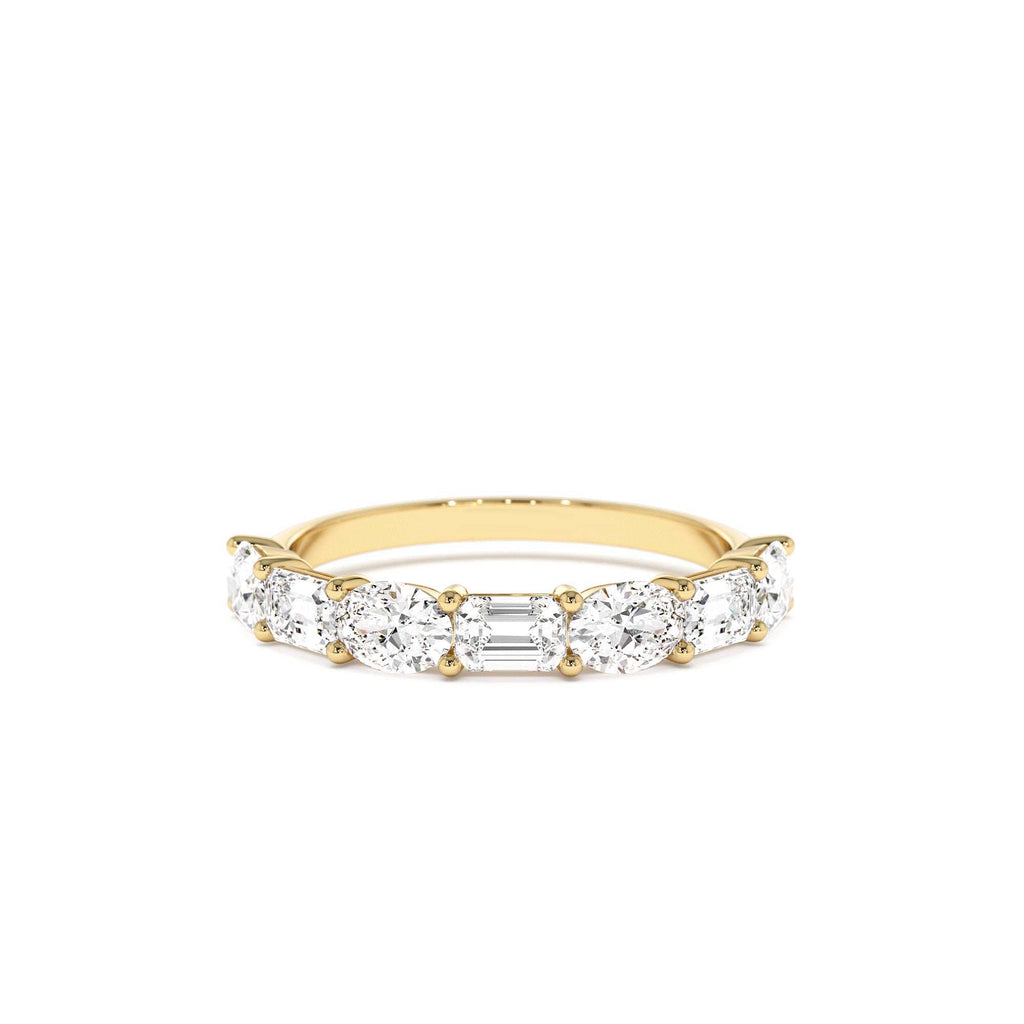 1.30 ctw 14k East West Prong Setting Seven Stone Oval & Emerald Cut Lab Grown Diamond Ring by Orlina Fine