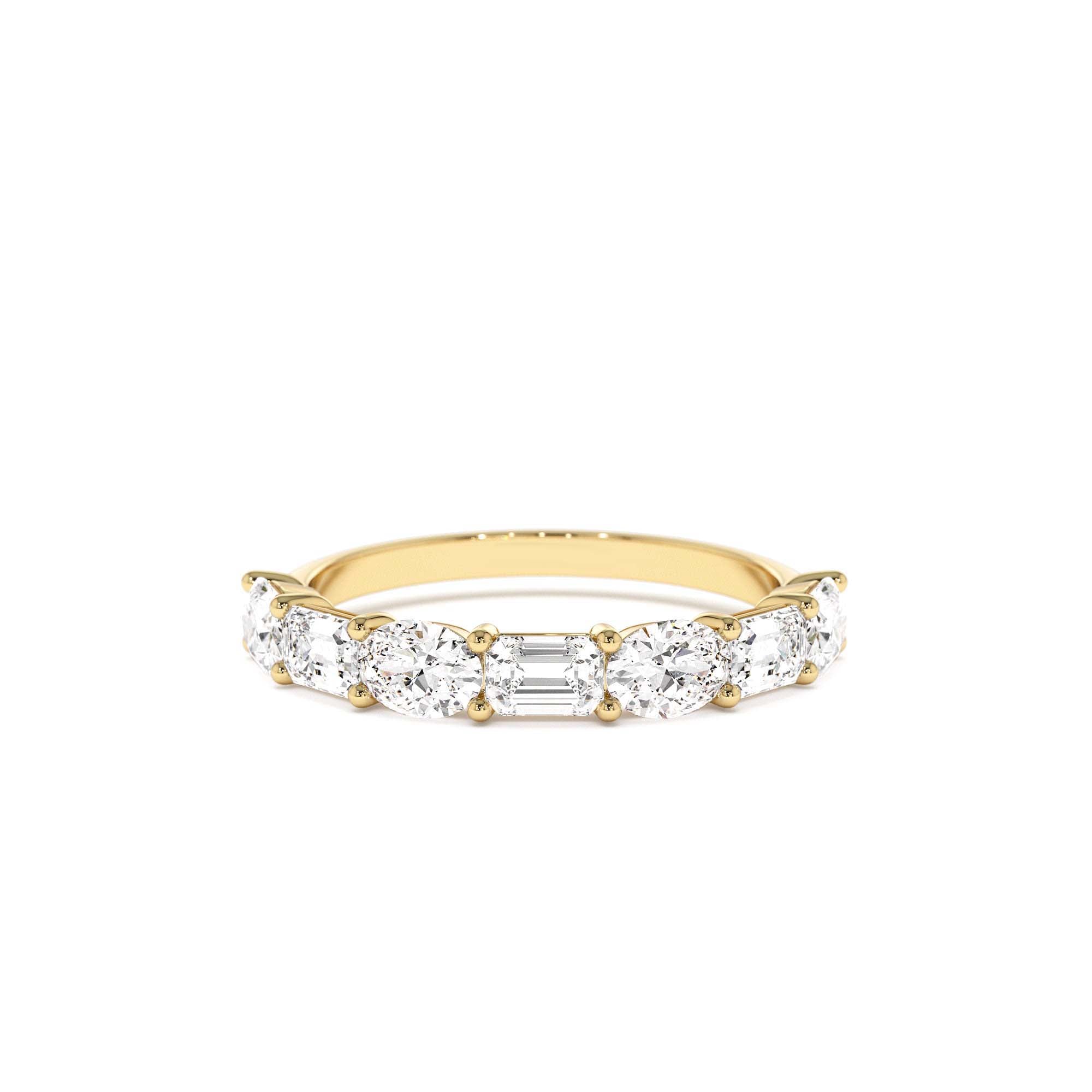 1.30 ctw 14k East West Prong Setting Seven Stone Oval & Emerald Cut Lab Grown Diamond Ring by Orlina Fine