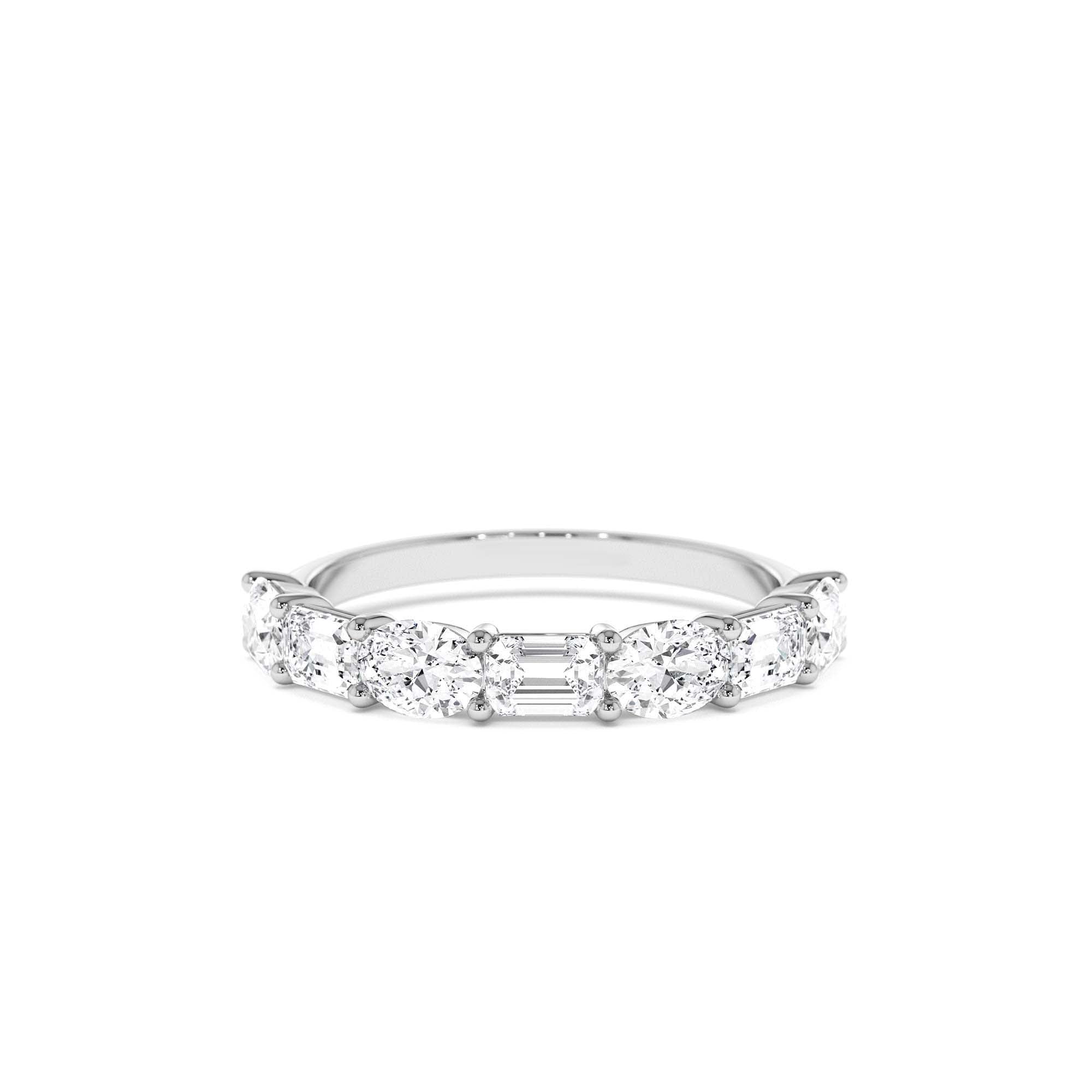 1.30 CTW 14K East West Prong Setting Seven Stone Oval & Emerald Cut Lab Grown Diamond Ring - view 2