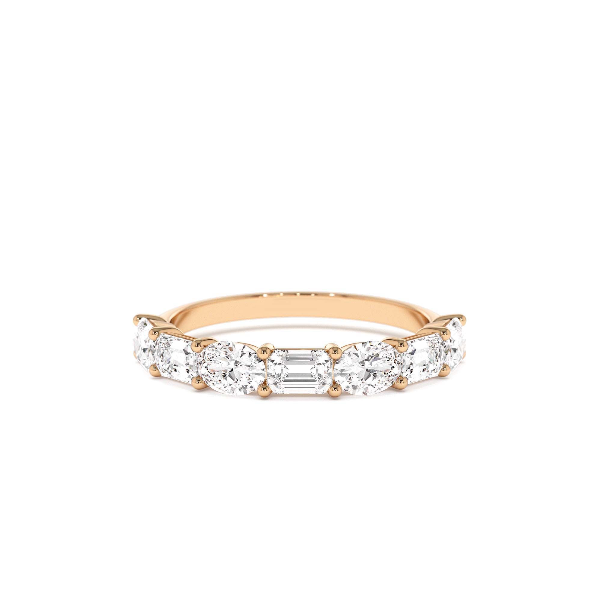 1.30 ctw 14k East West Prong Setting Seven Stone Oval & Emerald Cut Lab Grown Diamond Ring - view 3