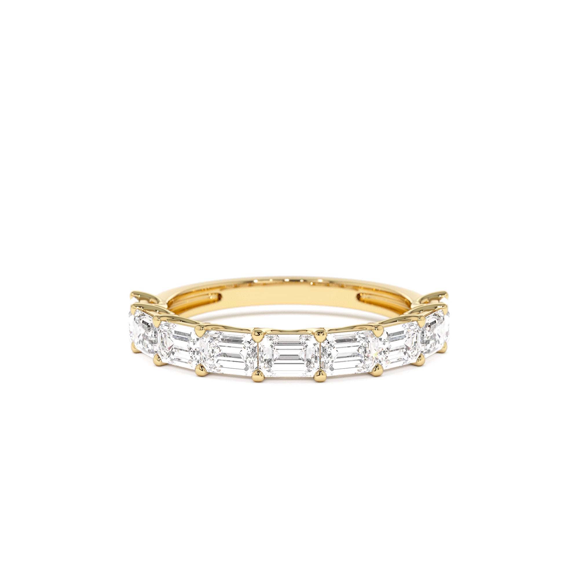 1.70 ctw 14k East West Prong Setting Nine Stone Emerald Cut Lab Grown Diamond Wedding Ring by Orlina Fine