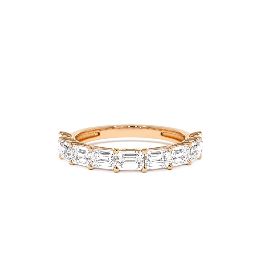1.70 ctw 14k East West Prong Setting Nine Stone Emerald Cut Lab Grown Diamond Wedding Ring - view 3