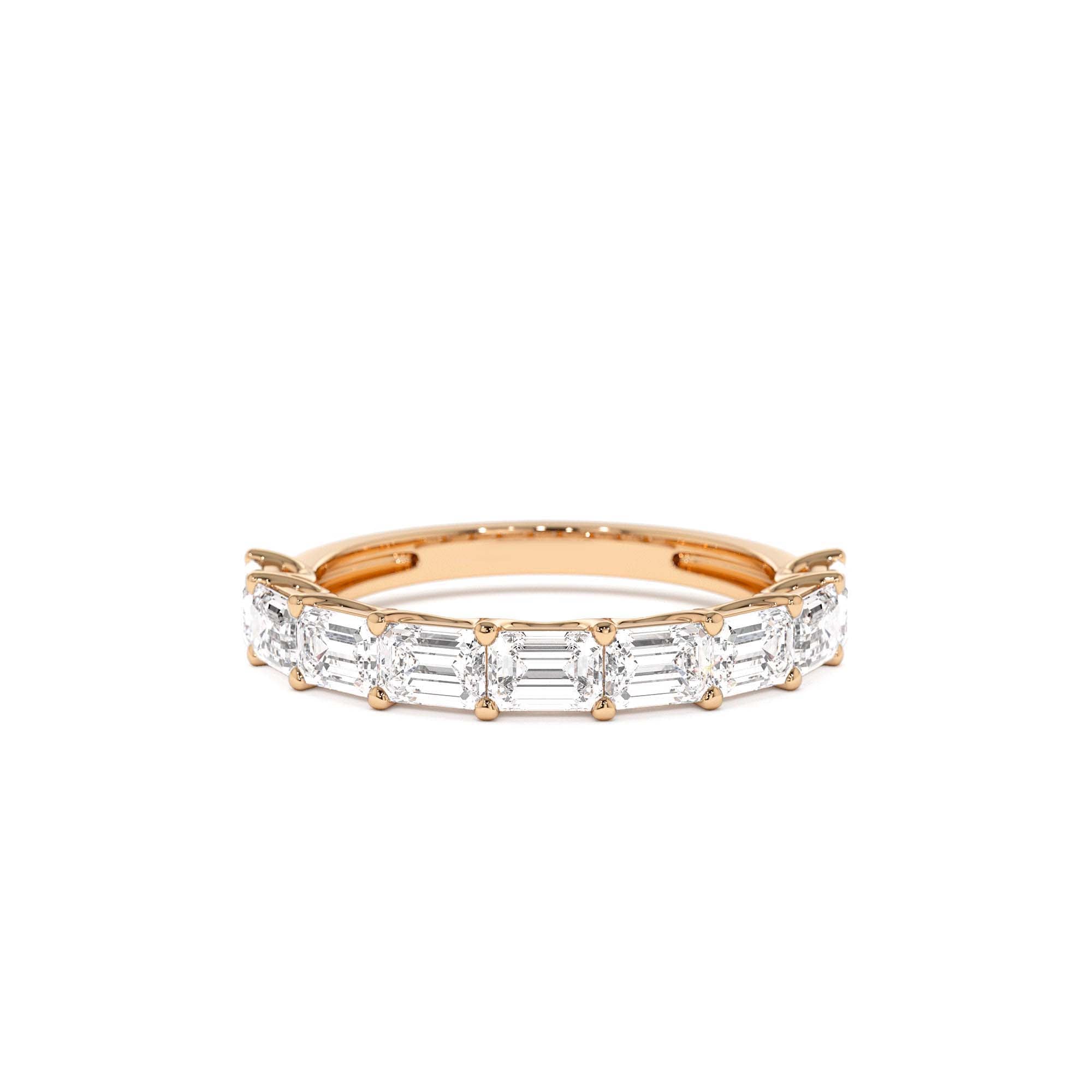 1.70 ctw 14k East West Prong Setting Nine Stone Emerald Cut Lab Grown Diamond Wedding Ring - view 3