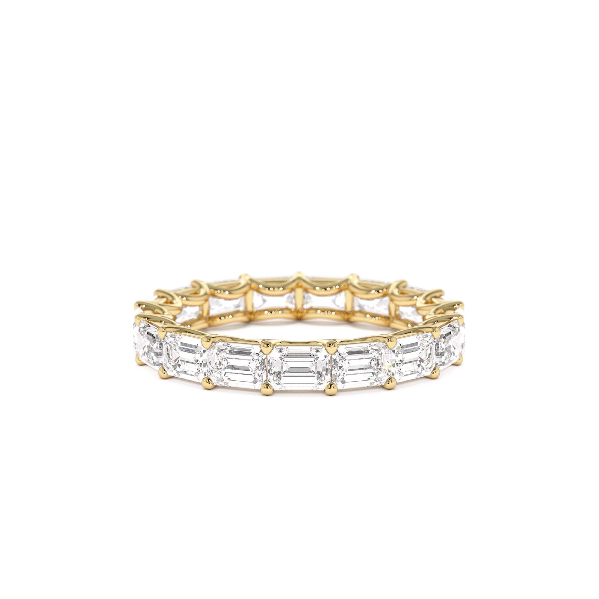 3.25 ctw 14k East West Prong Setting Full Eternity Emerald Cut Lab Grown Diamond Ring by Orlina Fine