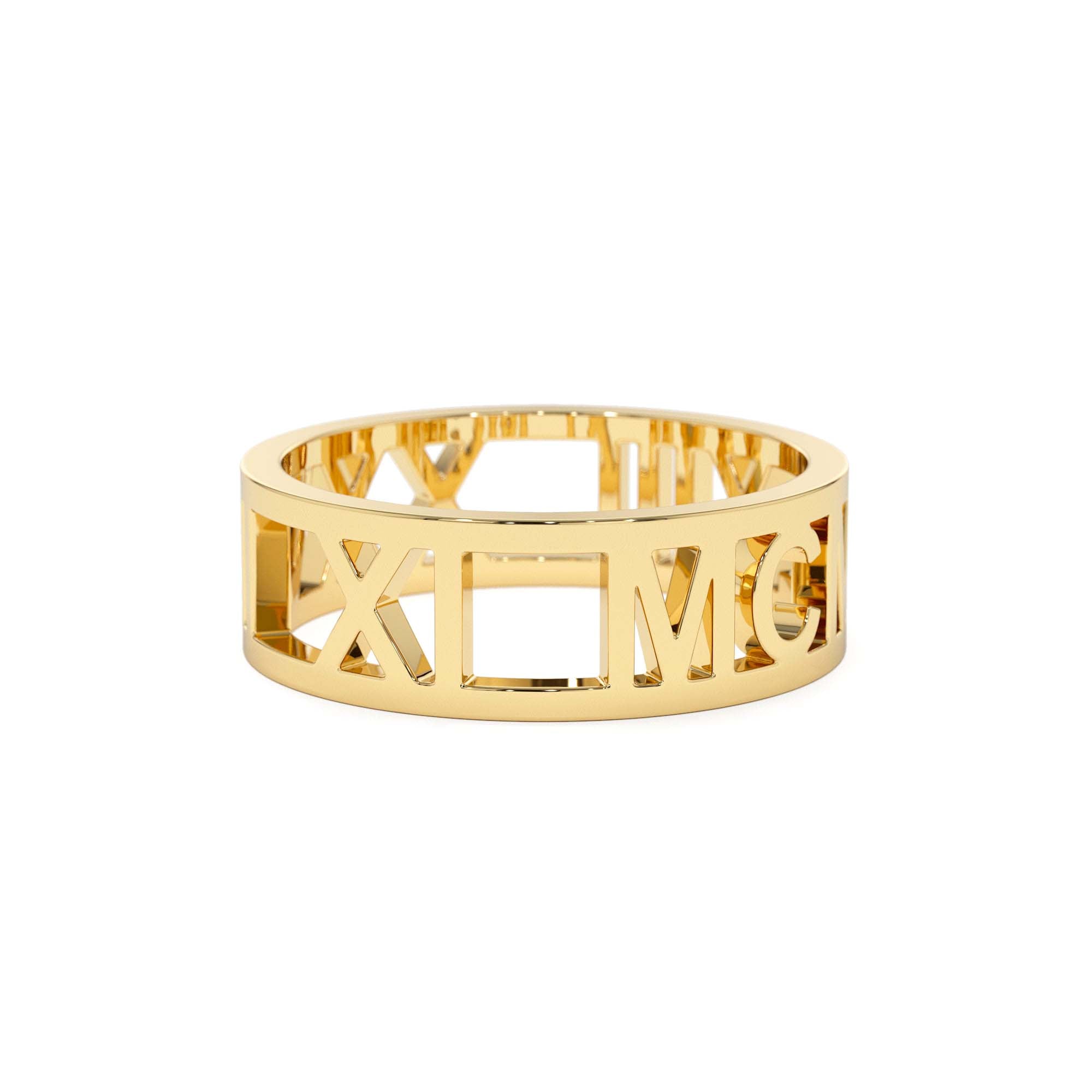 14K Gold Personalized Roman Numeral Ring by Orlina Fine