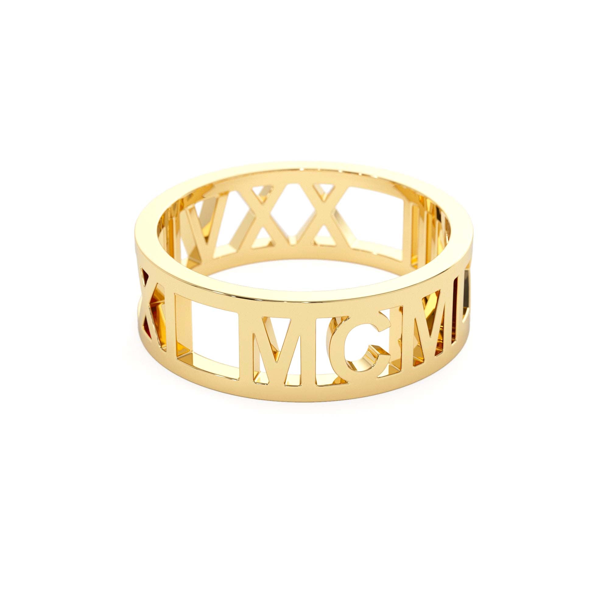 14K Gold Personalized Roman Numeral Ring - view 4