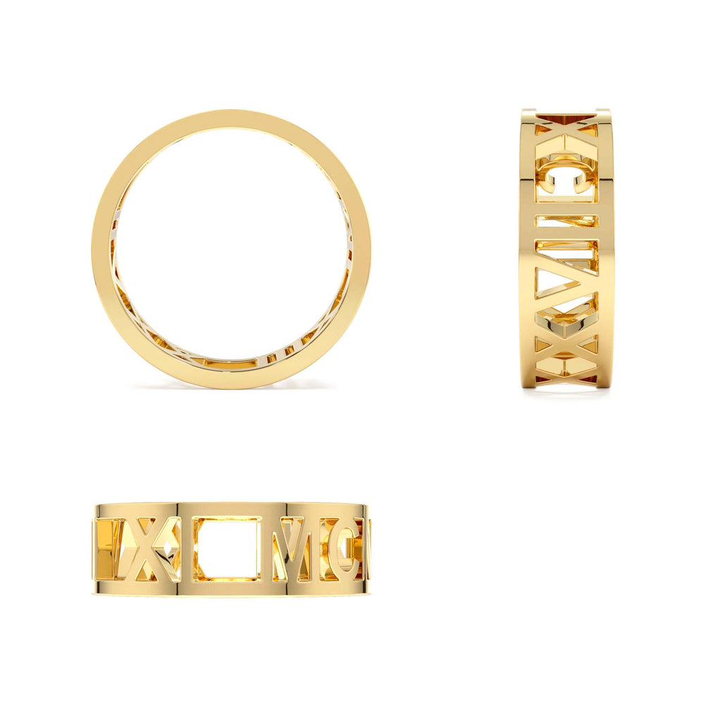 14K Gold Personalized Roman Numeral Ring - view 5