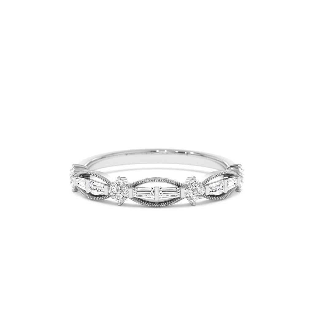14k Vintage Inspired Baguette Diamond Wedding RIng - view 3