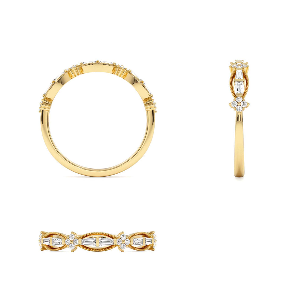 14k Vintage Inspired Baguette Diamond Wedding RIng - view 5
