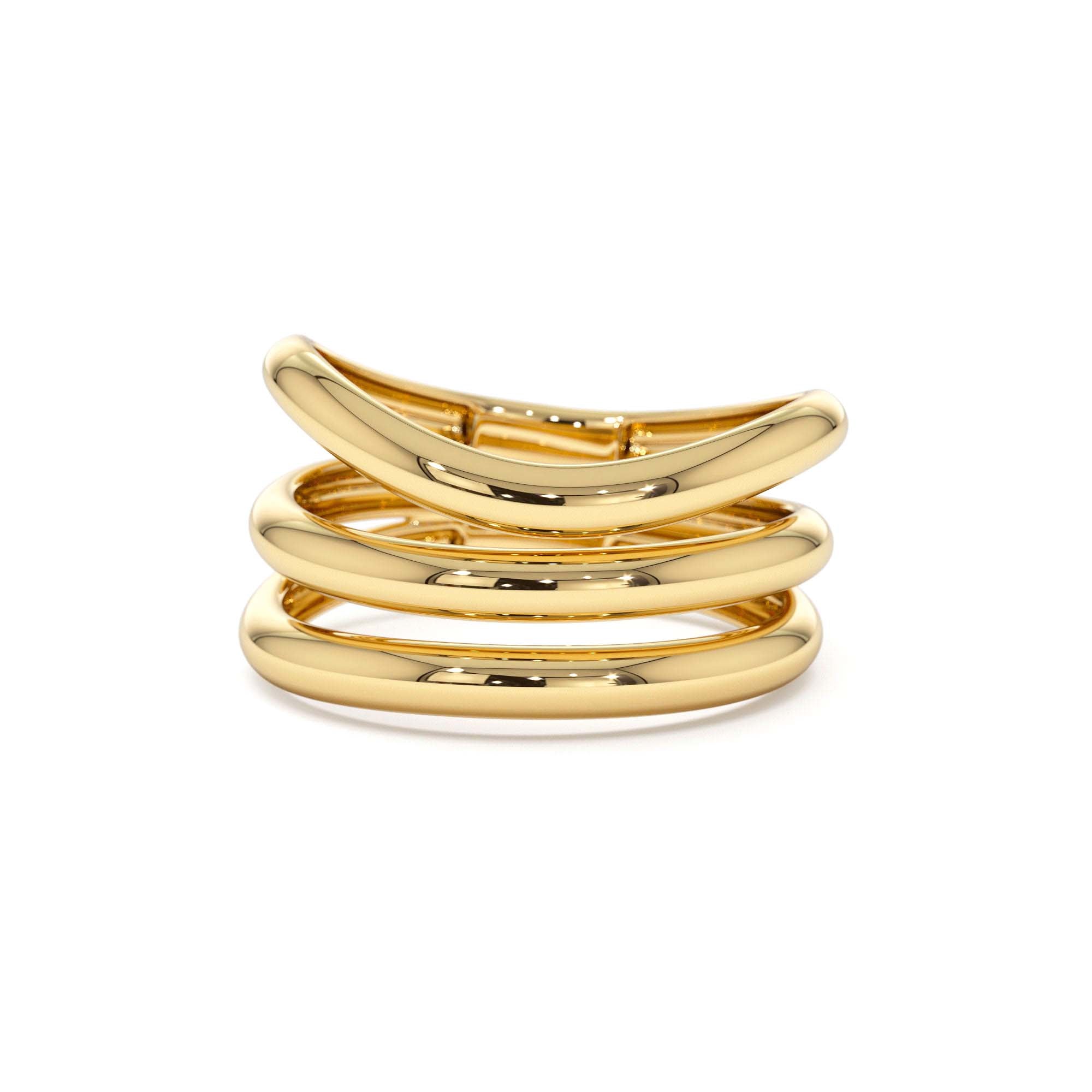 14K Stacked Chunky Curved Ring by Orlina Fine